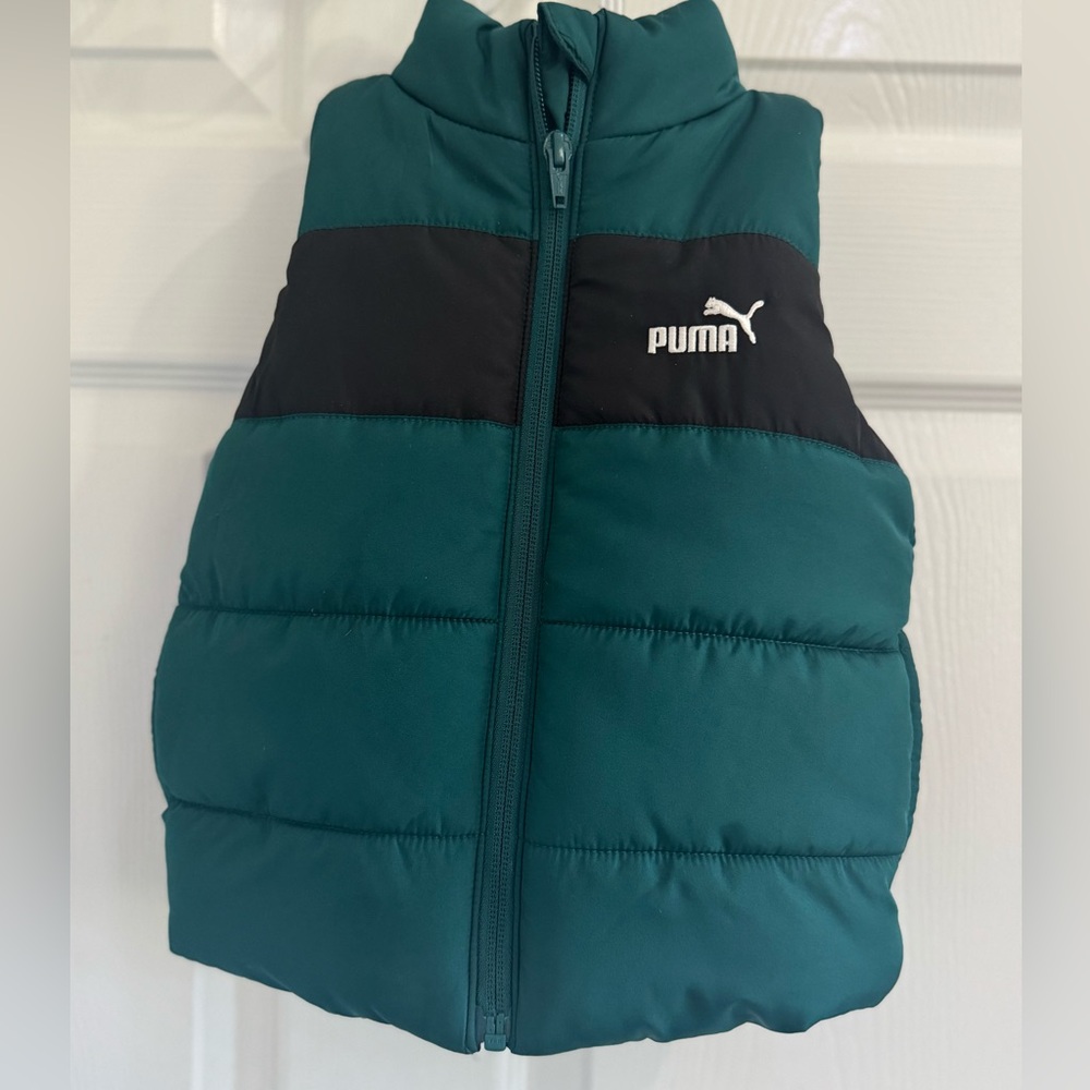 Puma Kids' Green and Black Puffer Vest